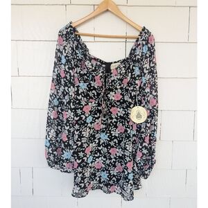 NWT Urban Outfitters Blue and Pink Floral Long Sleeve Dress Medium